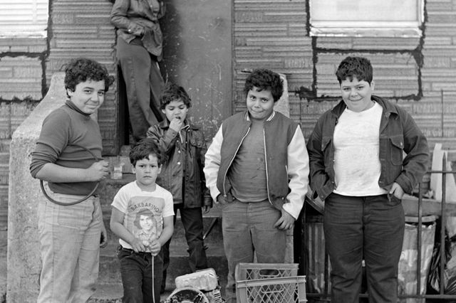 Boys with homemade go carts on 15th Street, 1977.<br/>
